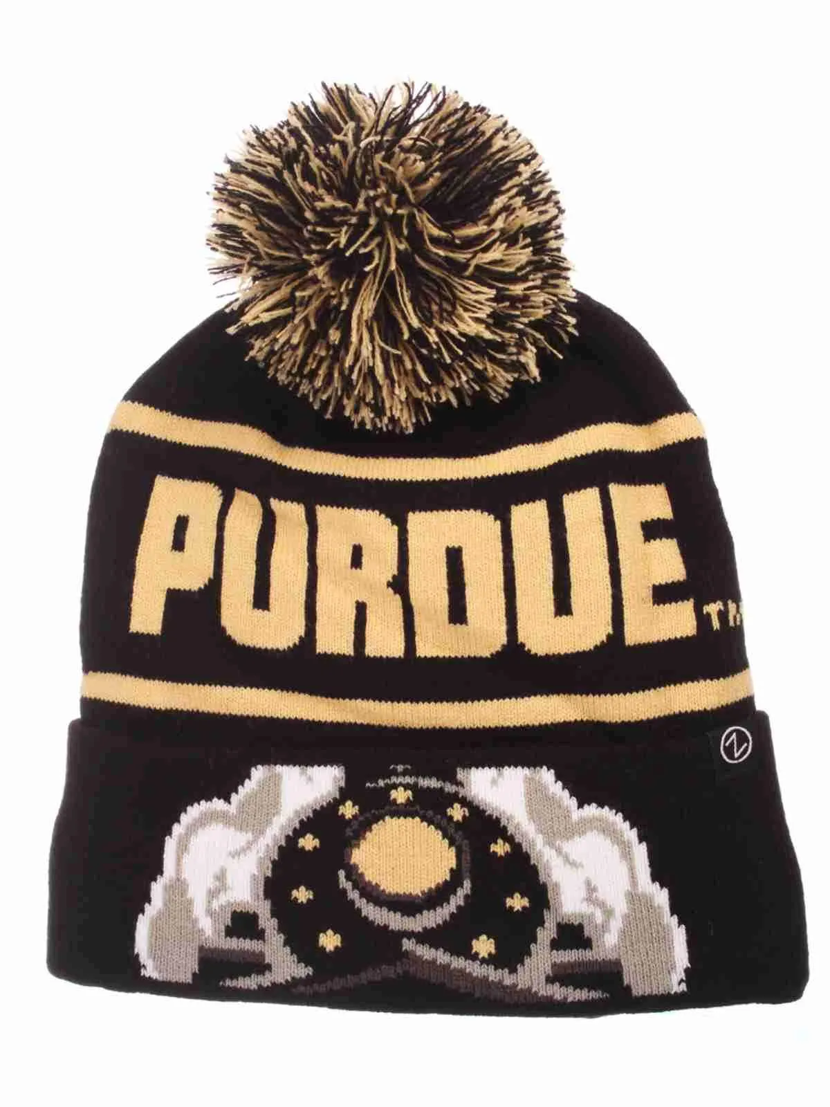 Purdue Boilermakers Zephyr Bandit Knit Cuffed Poof Ball Beanie Cap Hat