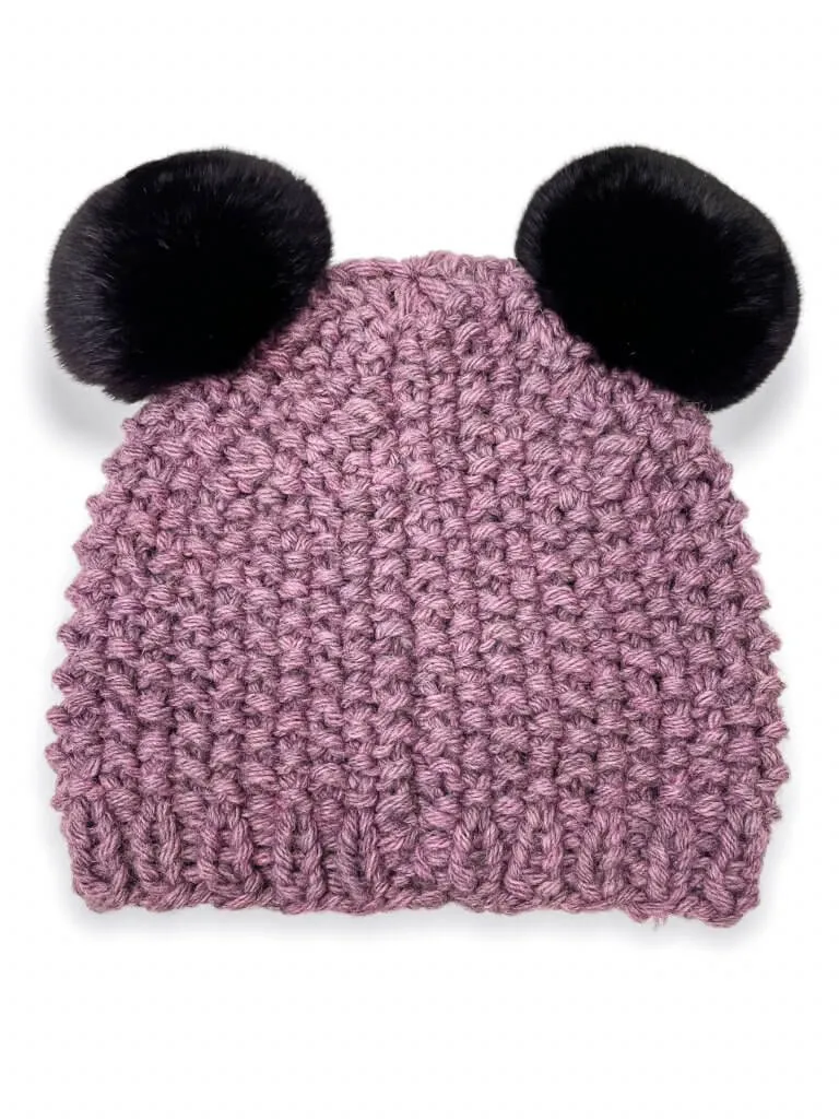 Purple Chinchilla Fur Beanie