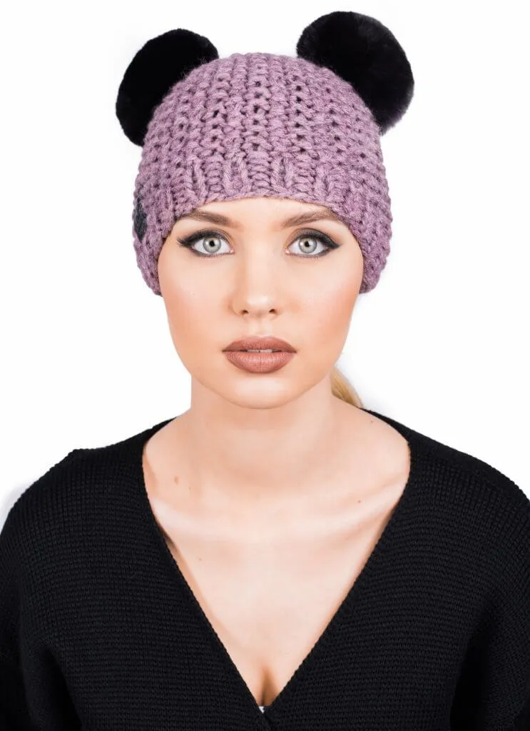 Purple Chinchilla Fur Beanie