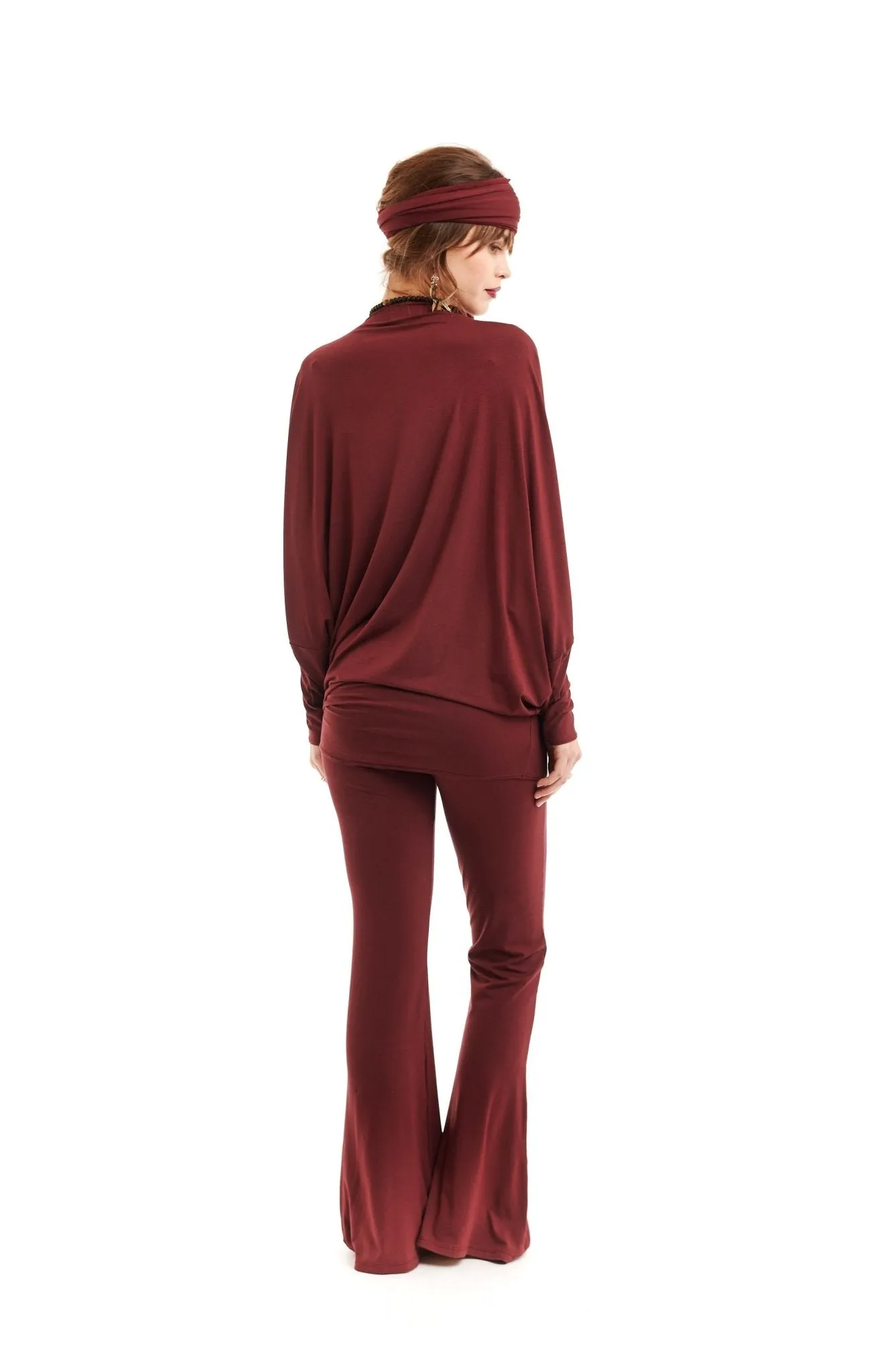 RAGLAN TOP WITH SCARF BURGUNDY