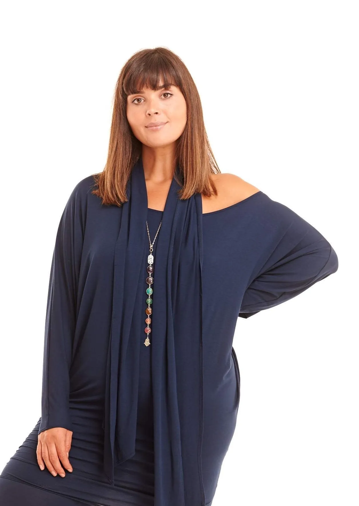 RAGLAN TOP WITH SCARF NAVY