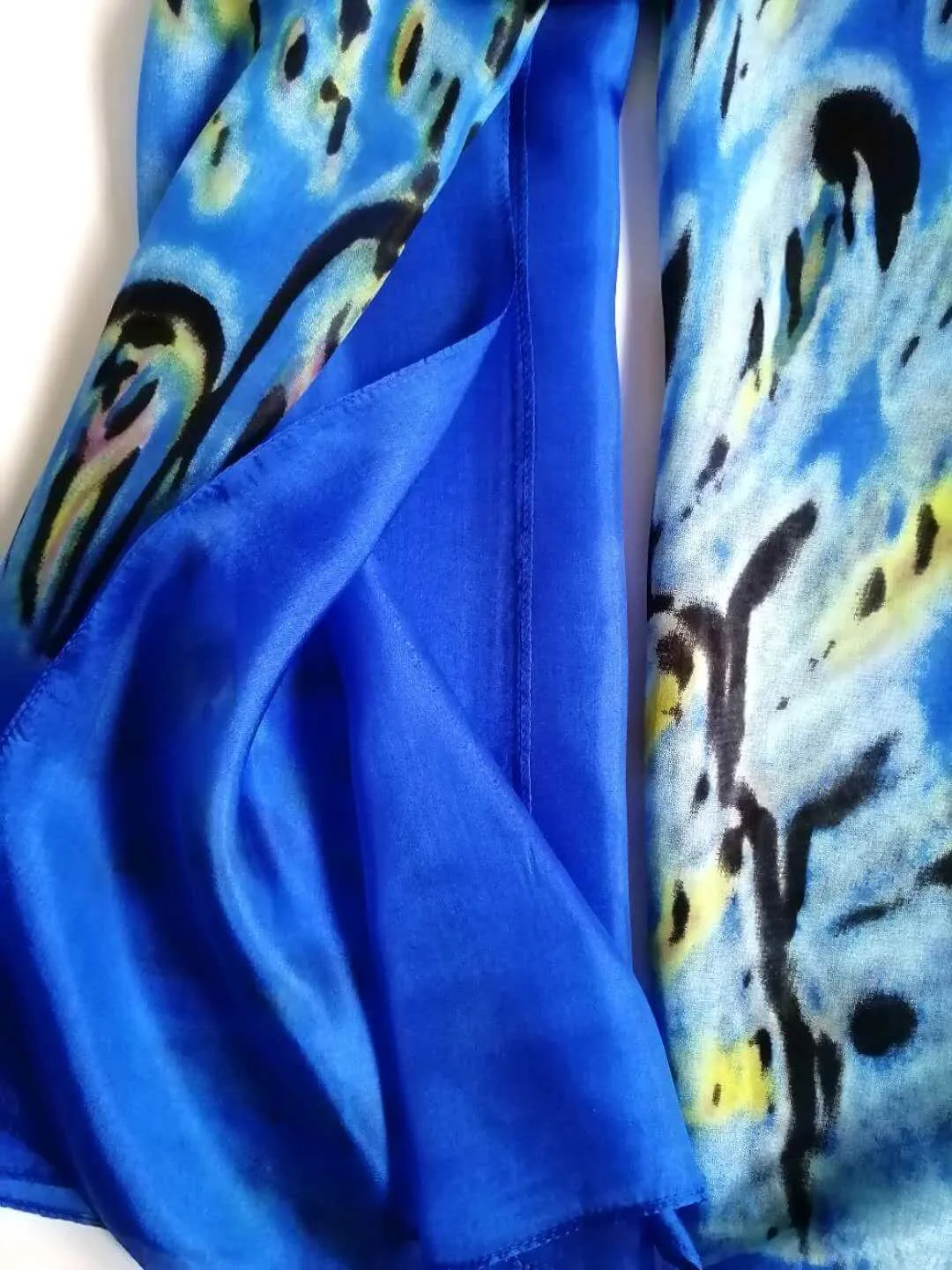 Rainbow Range| Large Silk Scarf Peacock Royal Blue