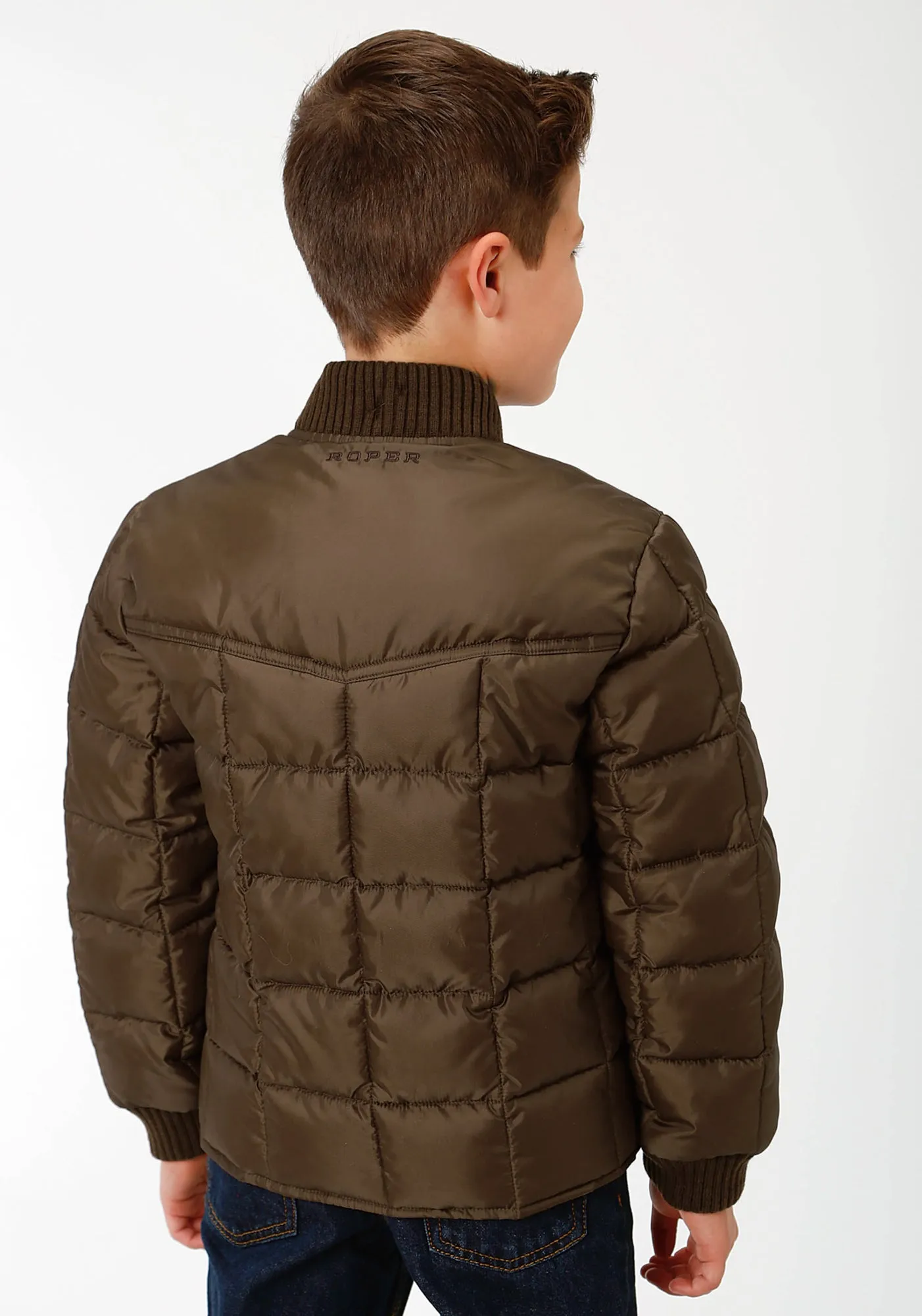 Roper Boys Kids Chocolate Polyester Quilted Insulated Jacket