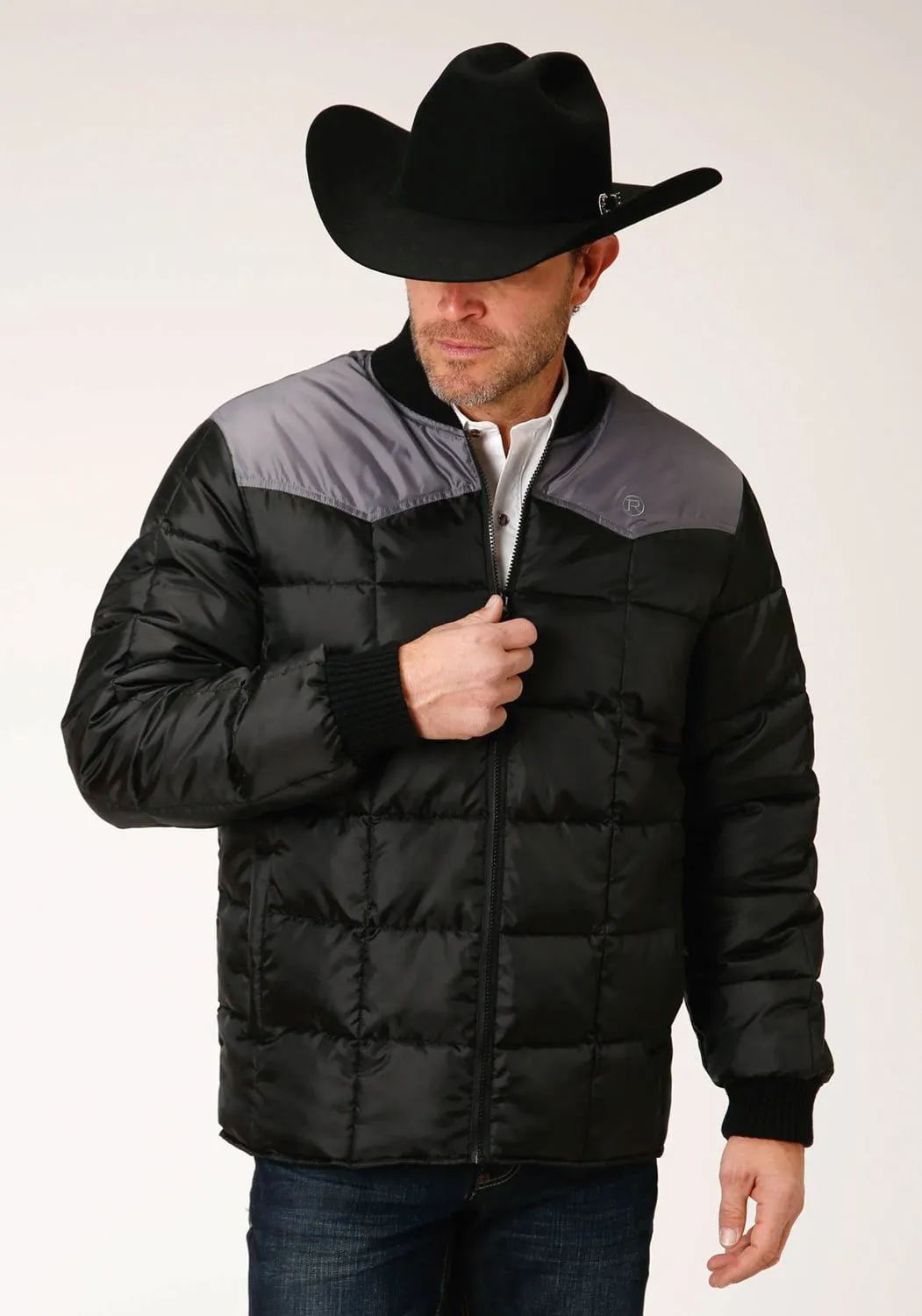 Roper Mens Black Polyester Quilted Insulated Jacket