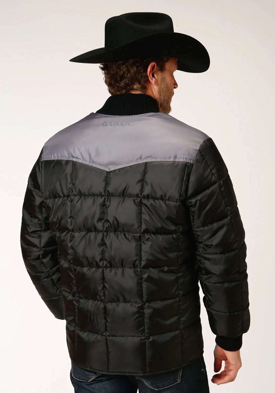 Roper Mens Black Polyester Quilted Insulated Jacket