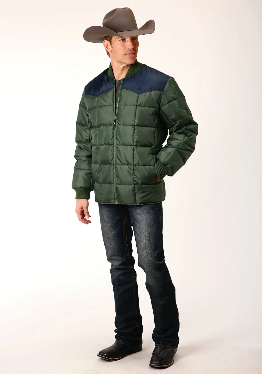 Roper Mens Western Quilted Green 100% Polyester Insulated Jacket