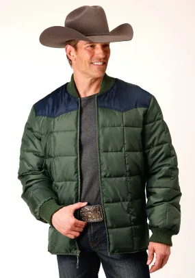 Roper Mens Western Quilted Green 100% Polyester Insulated Jacket