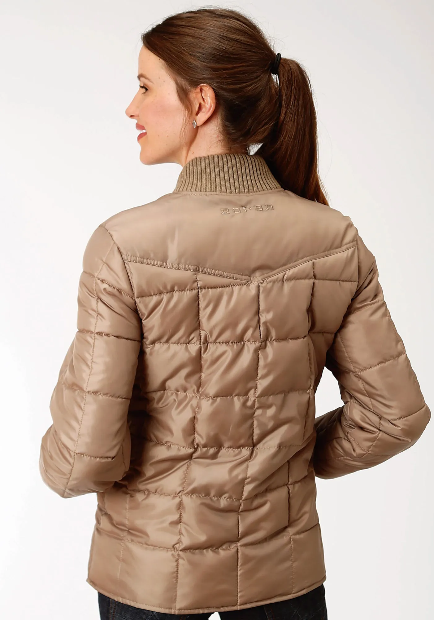 Roper Womens Khaki Polyester Quilted Insulated Jacket