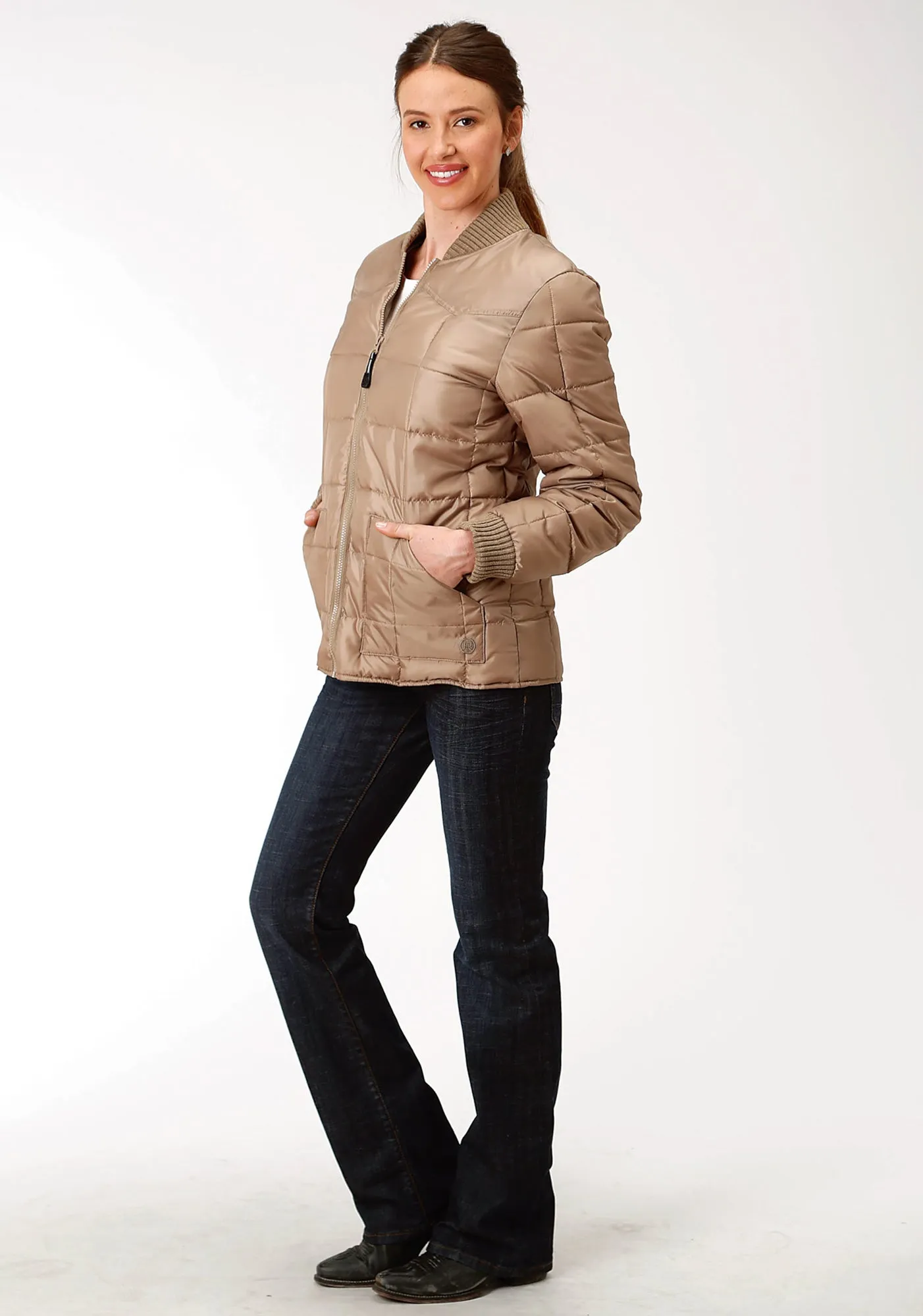 Roper Womens Khaki Polyester Quilted Insulated Jacket