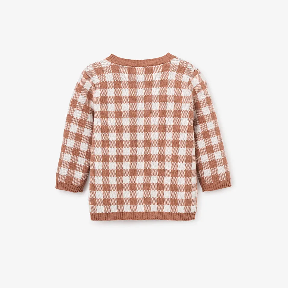 Rust Gingham Cardigan