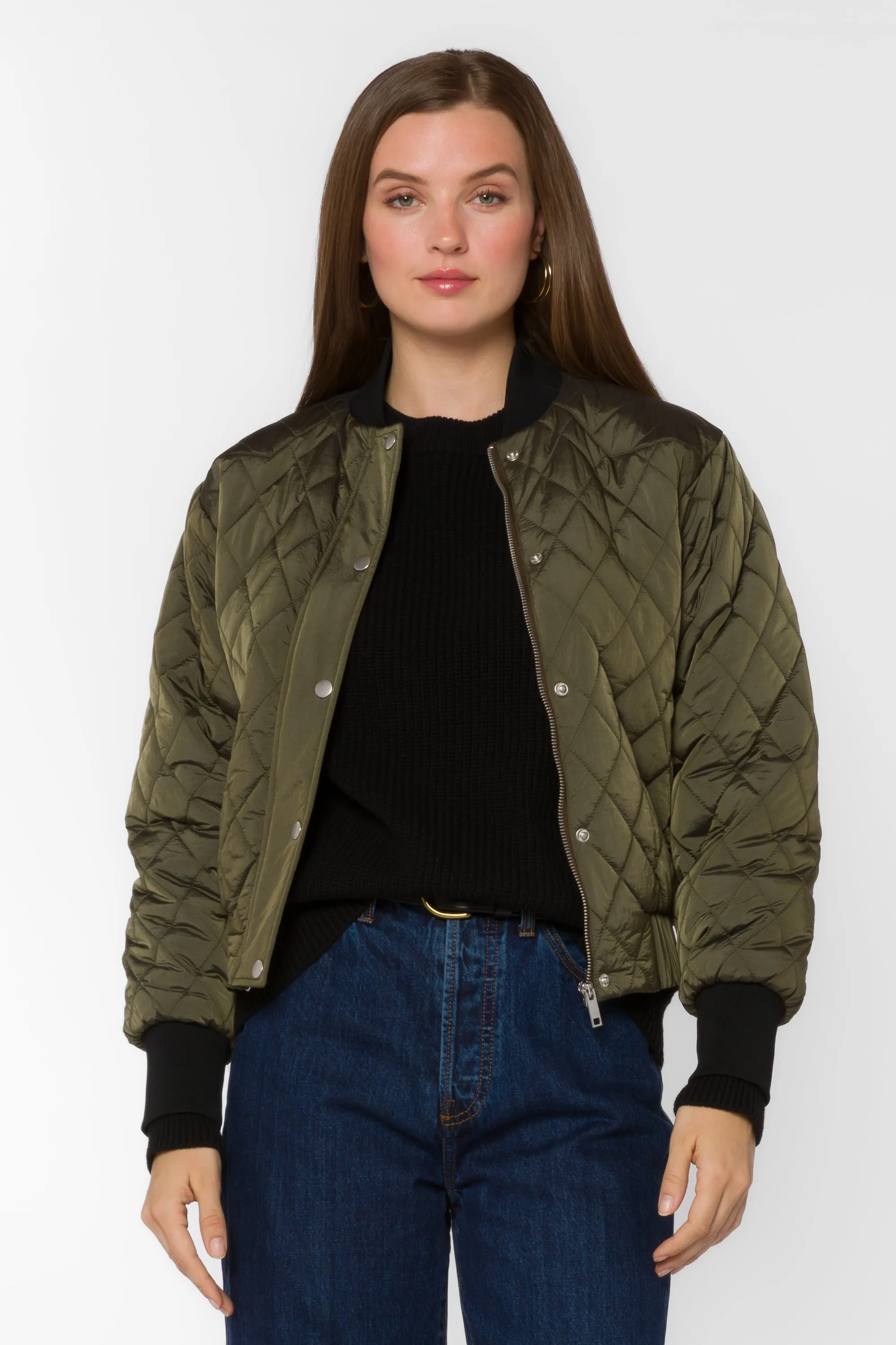 Sakura Army Green Bomber Jacket