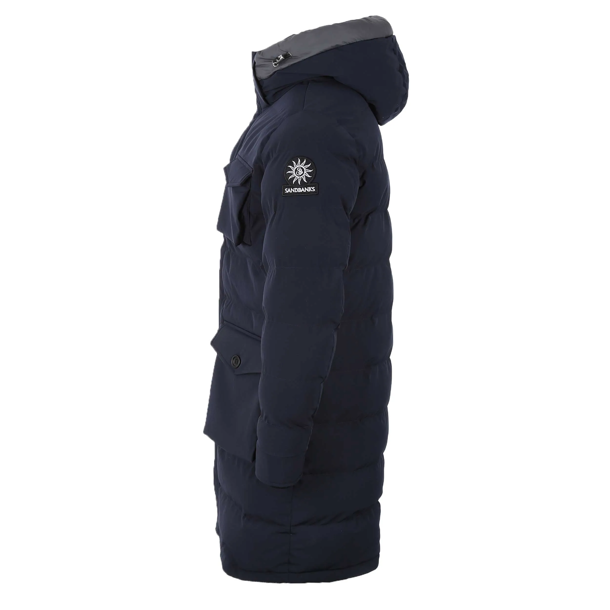 Sandbanks Branksome Long Puffer Jacket in Navy