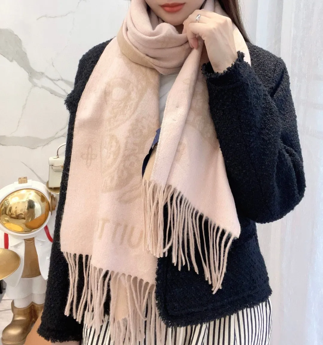 SCARF 170 CM IN LIGHT PINK MONOGRAM CASHMERE 396380