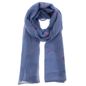 Scarf with Glitter Flamingoes