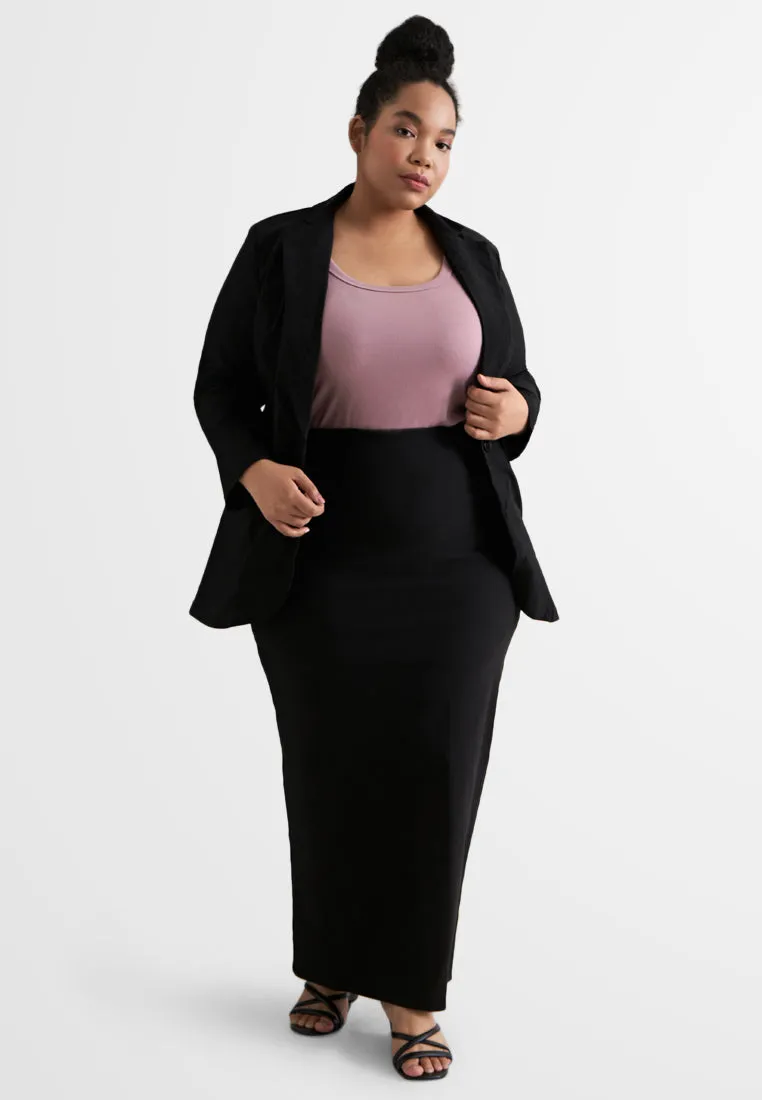 Shayla FLEXI Formal Long Pencil Skirt - Black