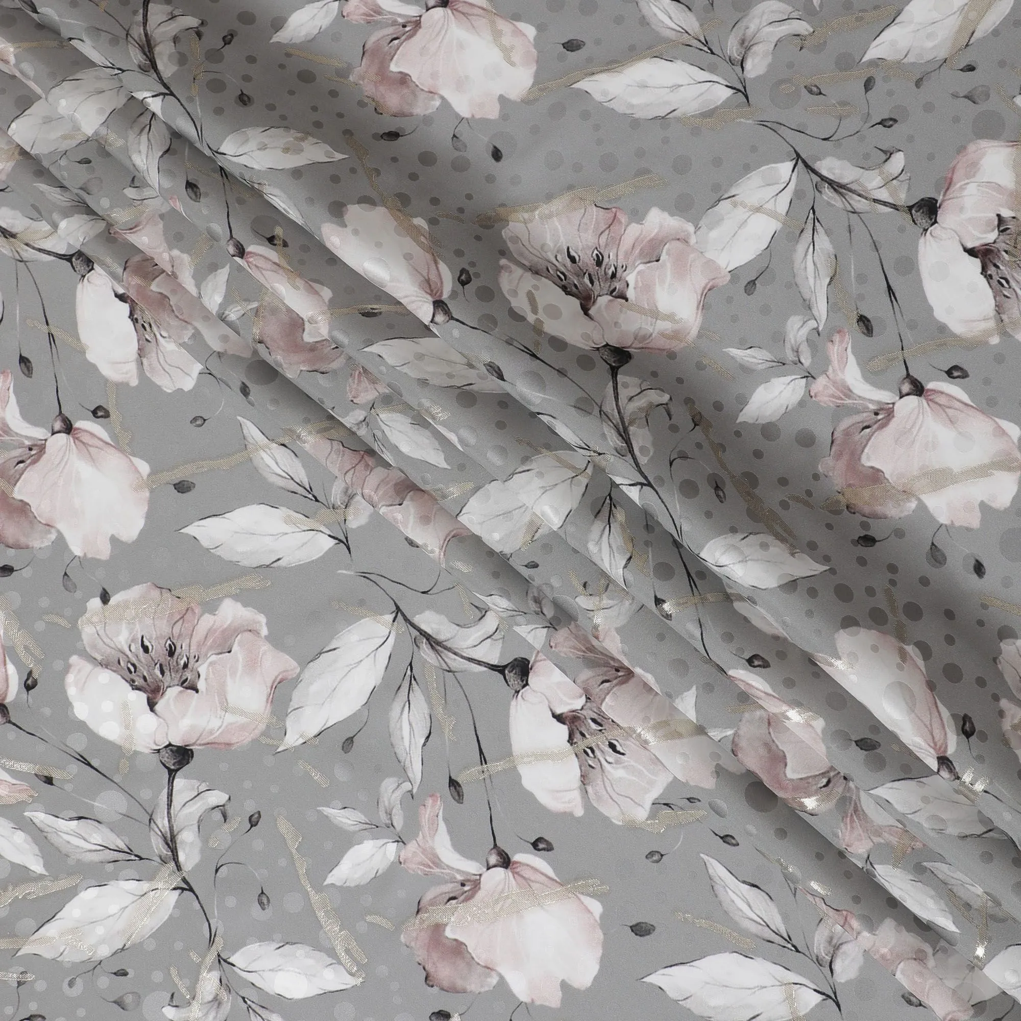 Silver Rose Pure Silk Satin Fabric: Contemporary Sophistication - D17615