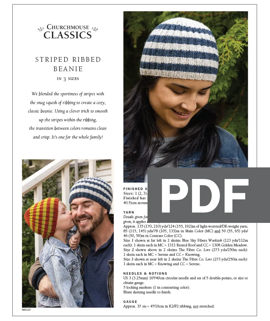 Striped Ribbed Beanie Pattern