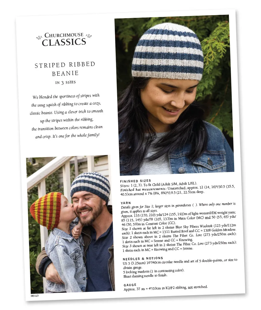 Striped Ribbed Beanie Pattern