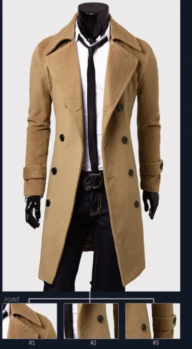 Stylish Men’s Long Trench Coat - Timeless Elegance and Comfort