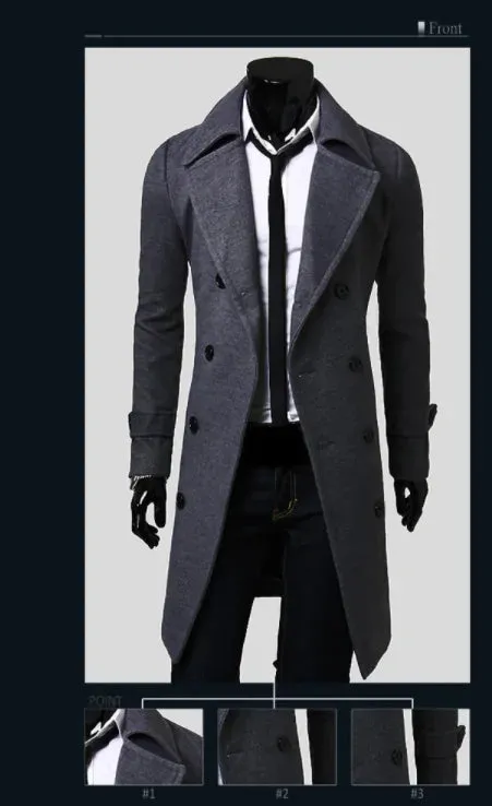 Stylish Men’s Long Trench Coat - Timeless Elegance and Comfort