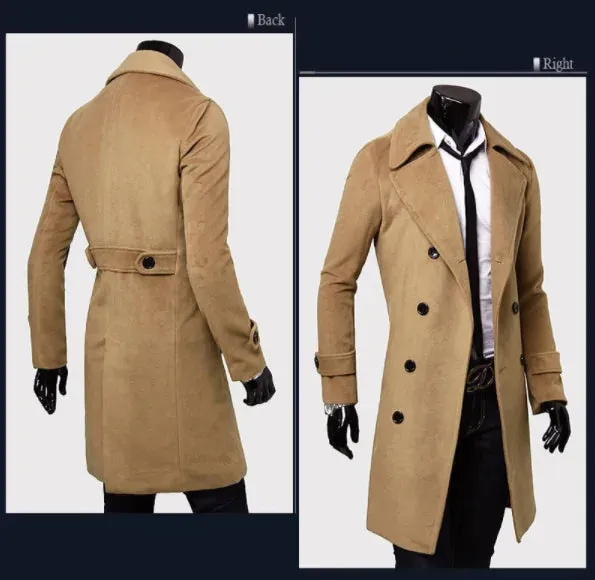 Stylish Men’s Long Trench Coat - Timeless Elegance and Comfort