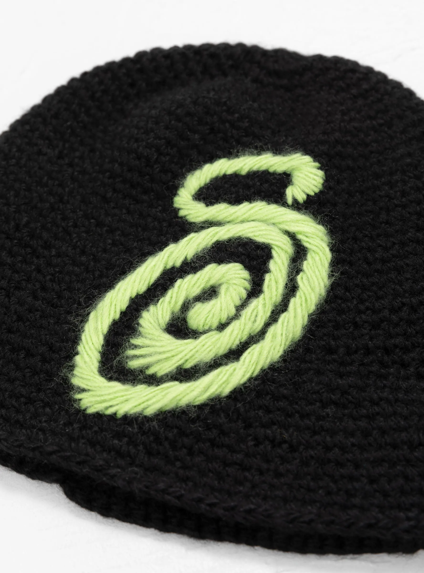 Swirly S Knit Bucket Hat Black