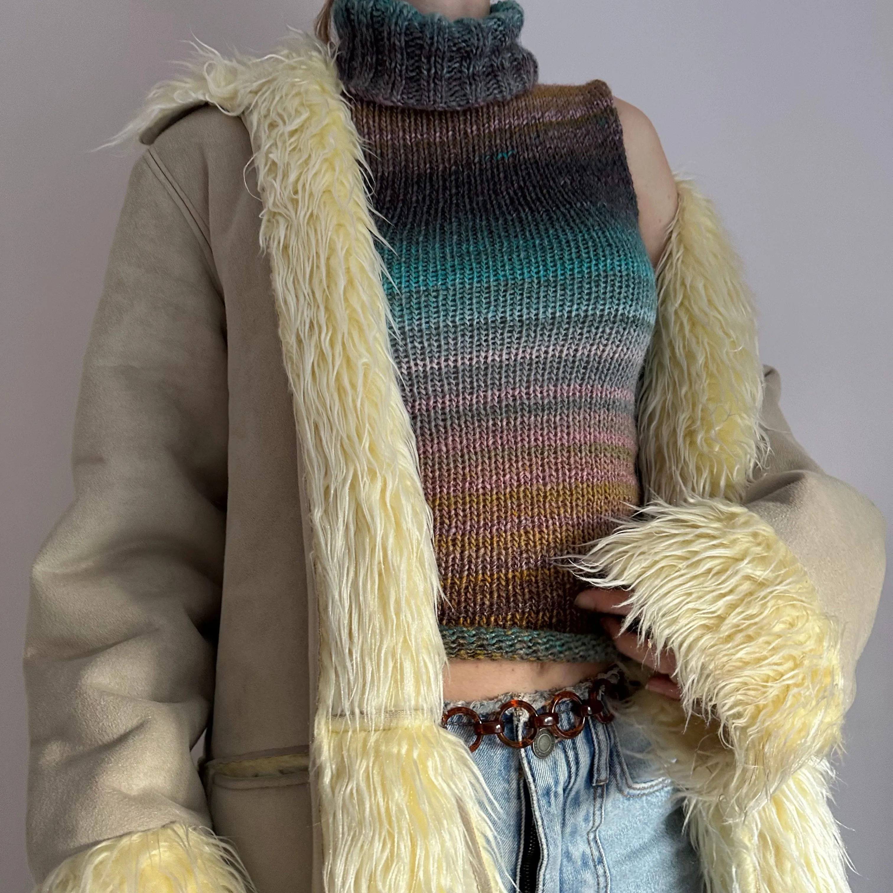 The Alba Vest - striped ombré turtleneck knit vest
