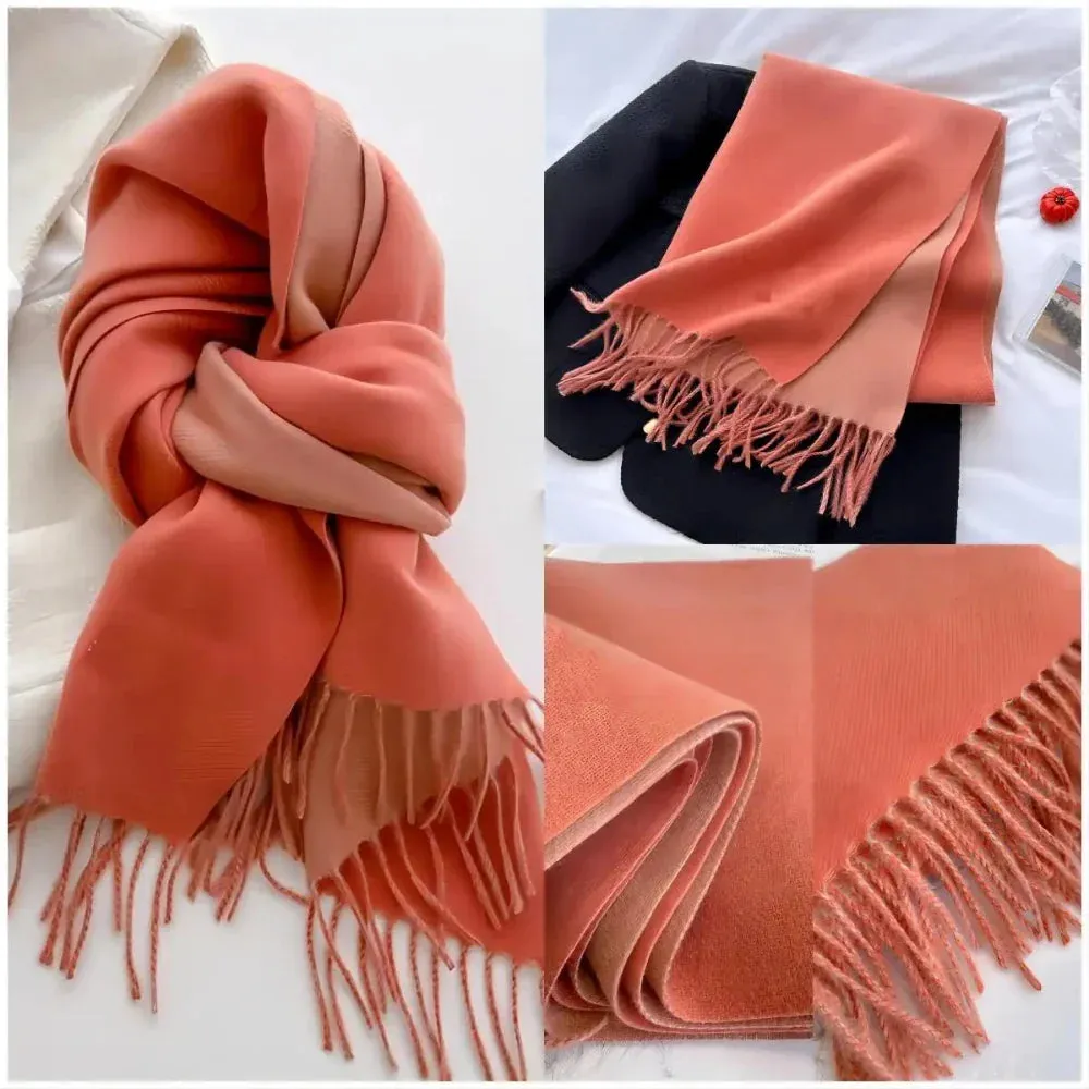 Two Tone Warm And Soft Wrapping Style Scarf