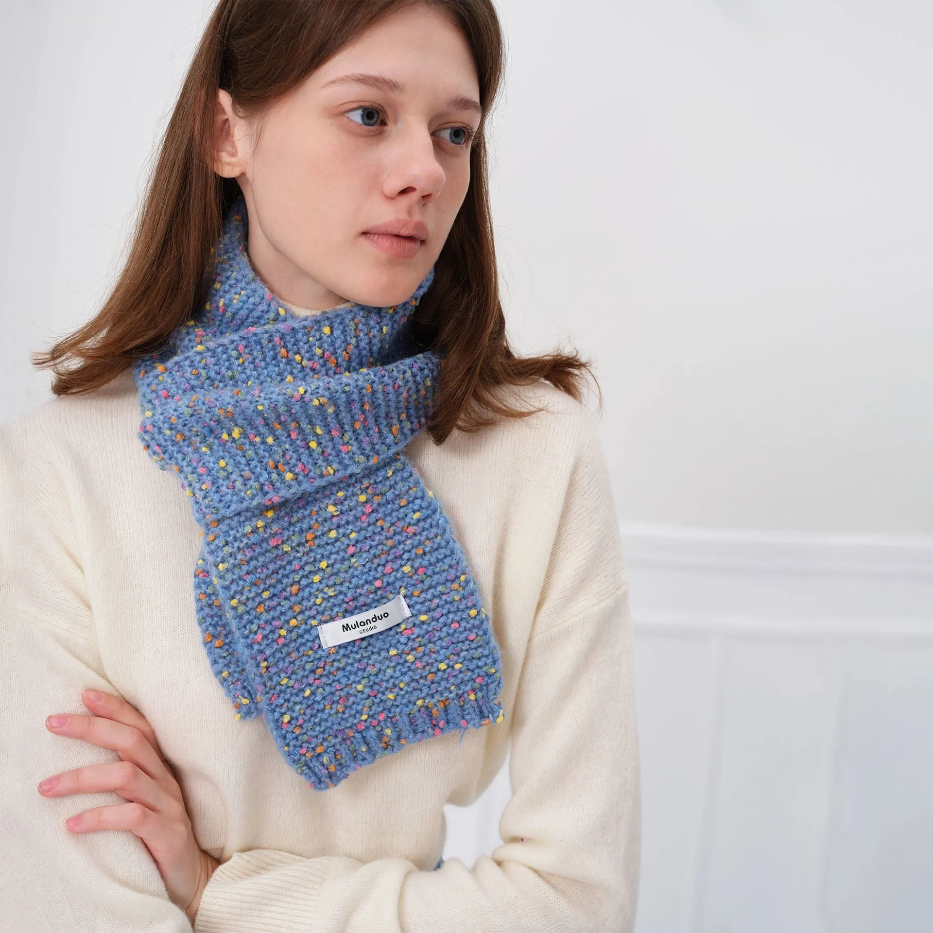 Unique Elegant Fashionable Cozy Warm Multi-color Stylish Modern Polka Dot Scarf