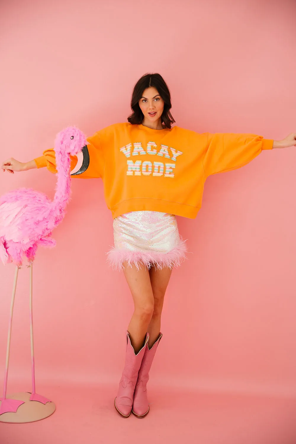 VACAY MODE ORANGE PULLOVER