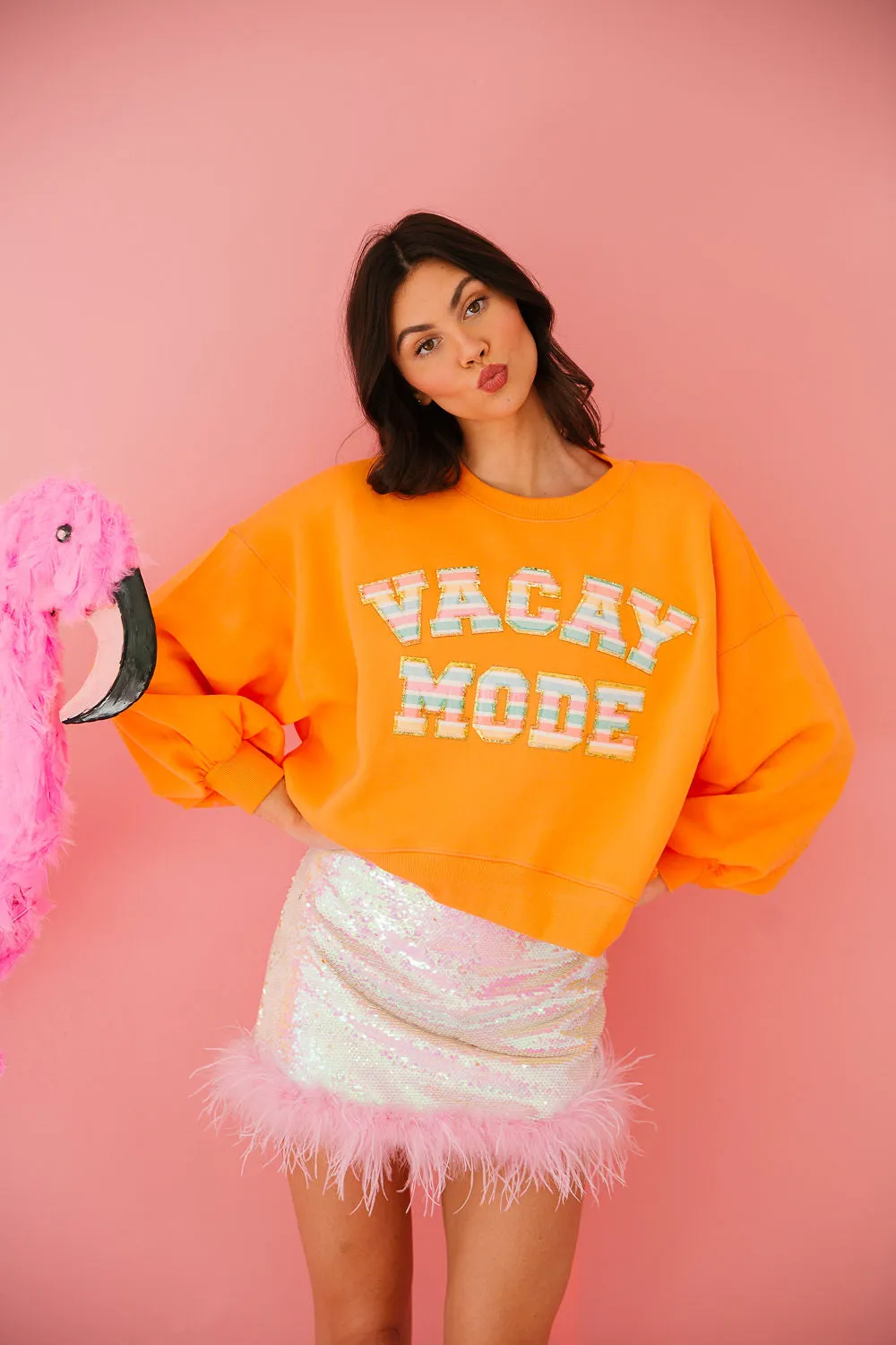 VACAY MODE ORANGE PULLOVER