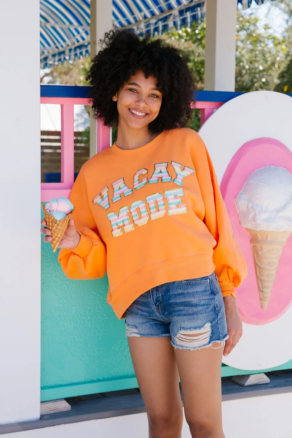 VACAY MODE ORANGE PULLOVER