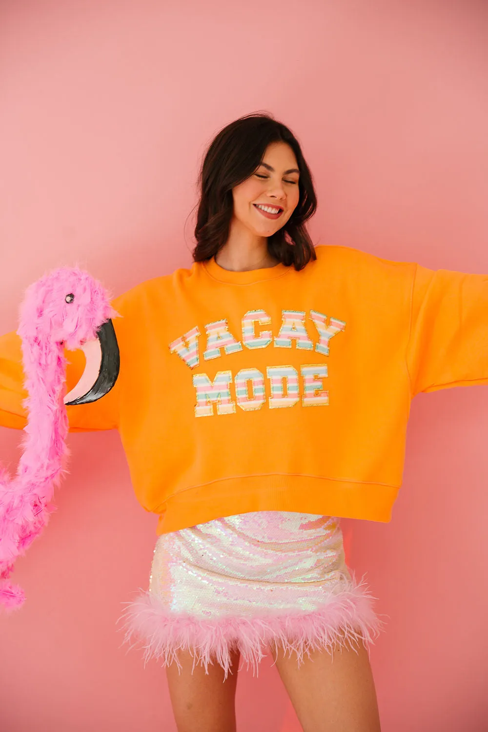 VACAY MODE ORANGE PULLOVER