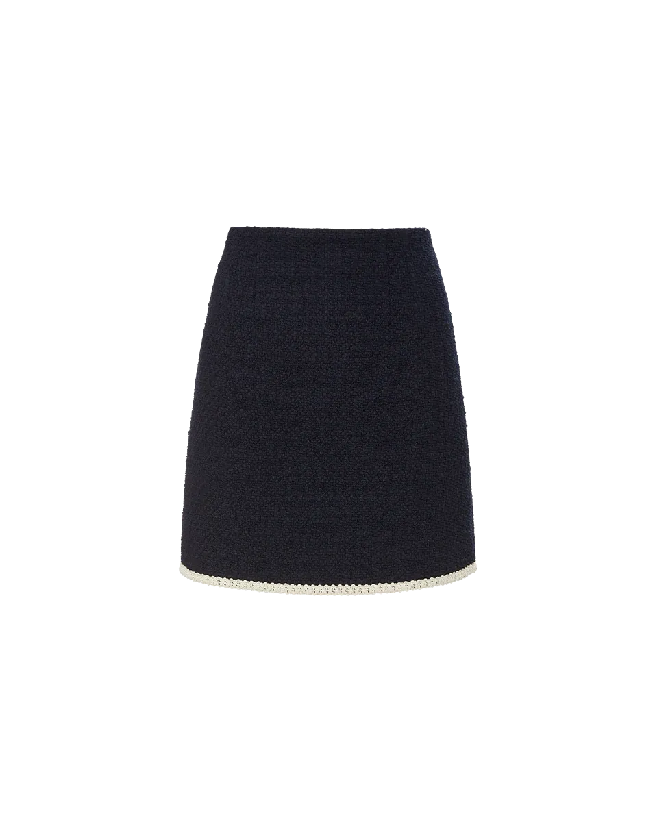 Veronica Beard Roman Tweed Skirt Navy