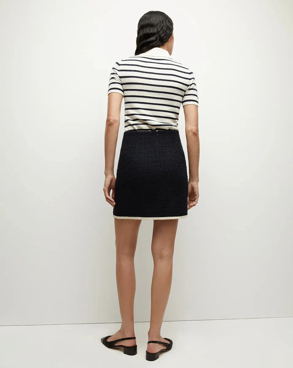 Veronica Beard Roman Tweed Skirt Navy