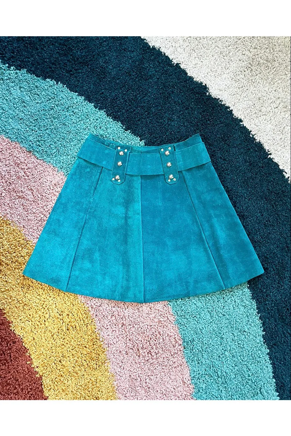 Vintage Rare Turquoise 60s Suede Skirt