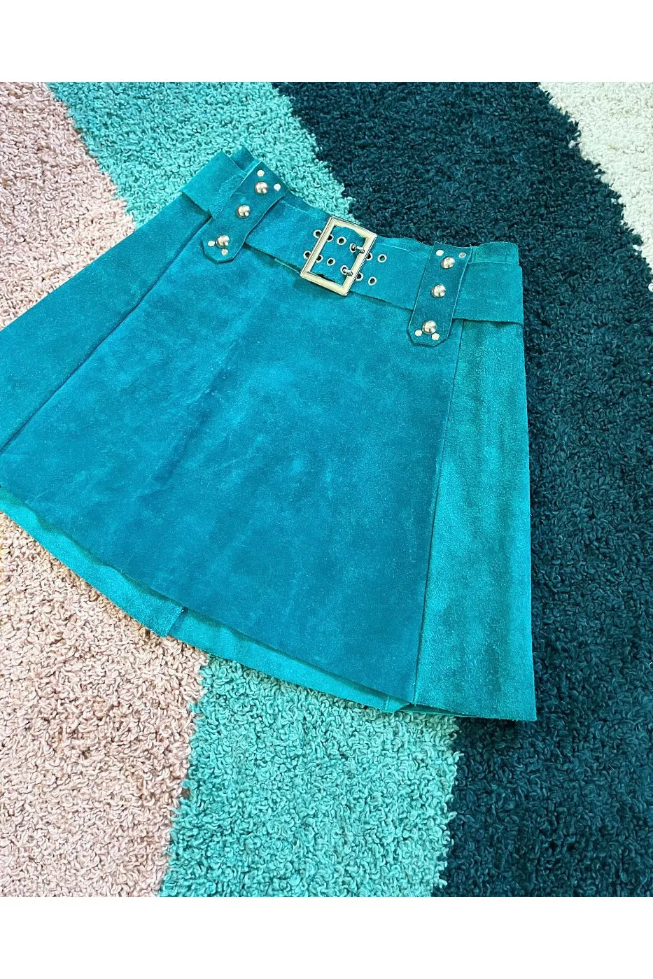 Vintage Rare Turquoise 60s Suede Skirt