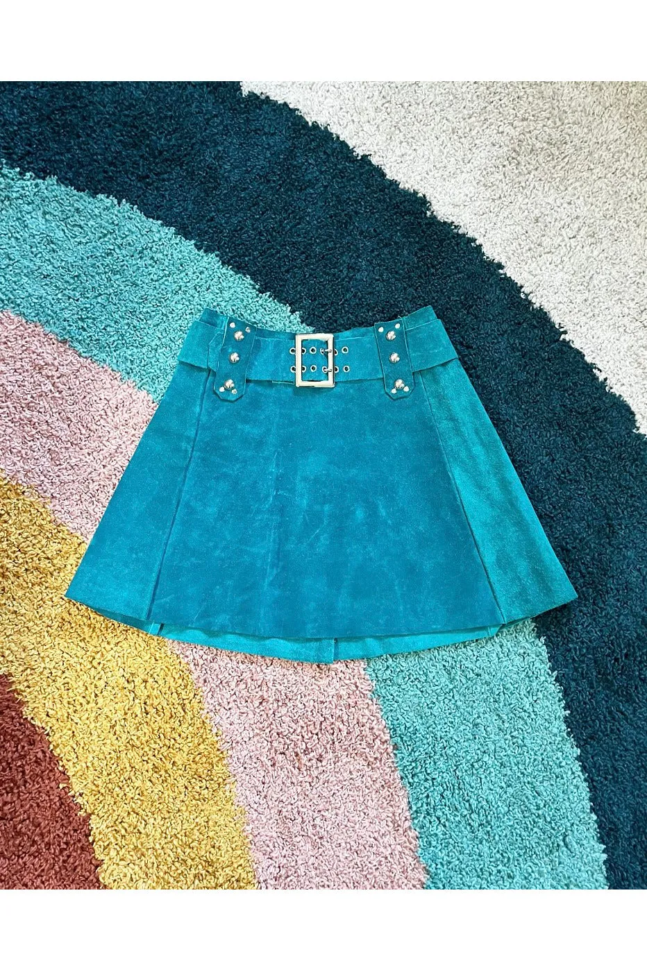 Vintage Rare Turquoise 60s Suede Skirt