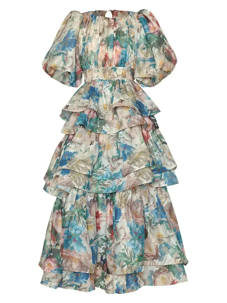 Virtue Ruffle Floral Print Dress