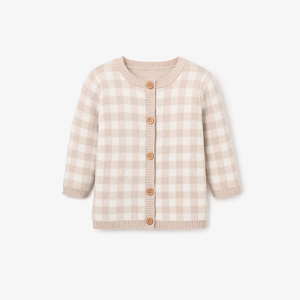 Wheat Gingham Cardigan