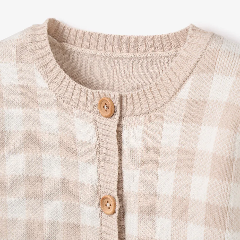 Wheat Gingham Cardigan