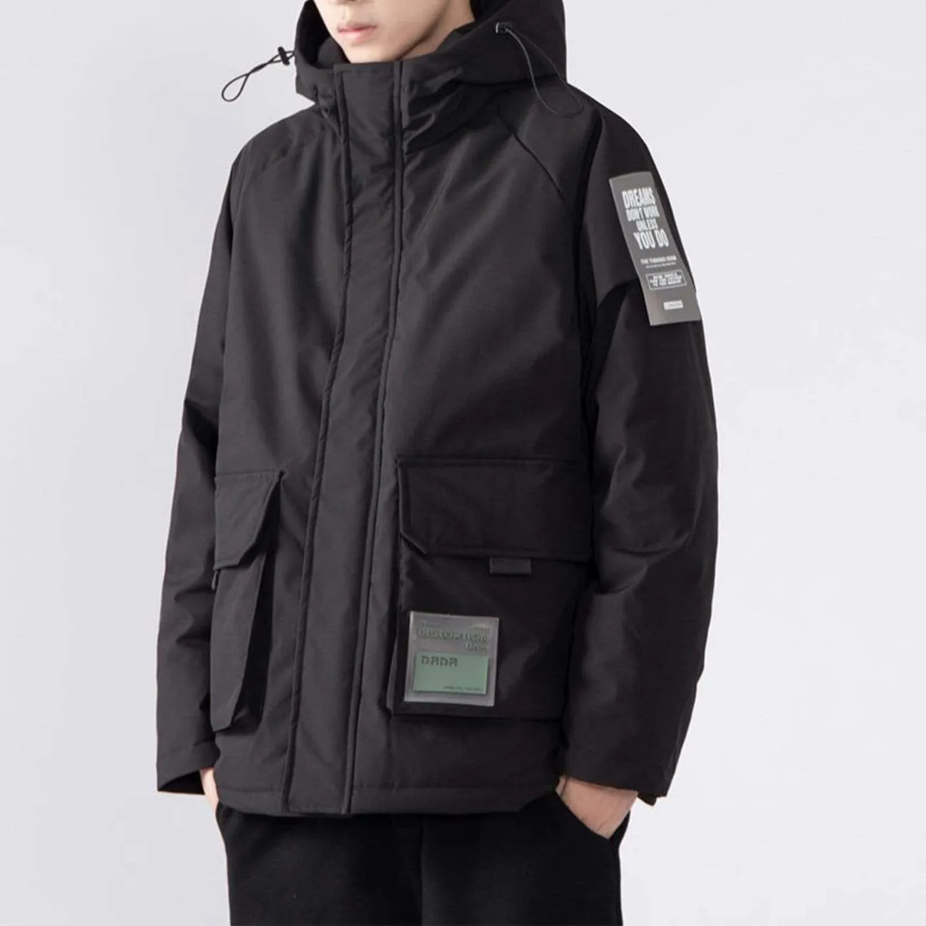 WLS Labeling Hooded Winter Down Coat