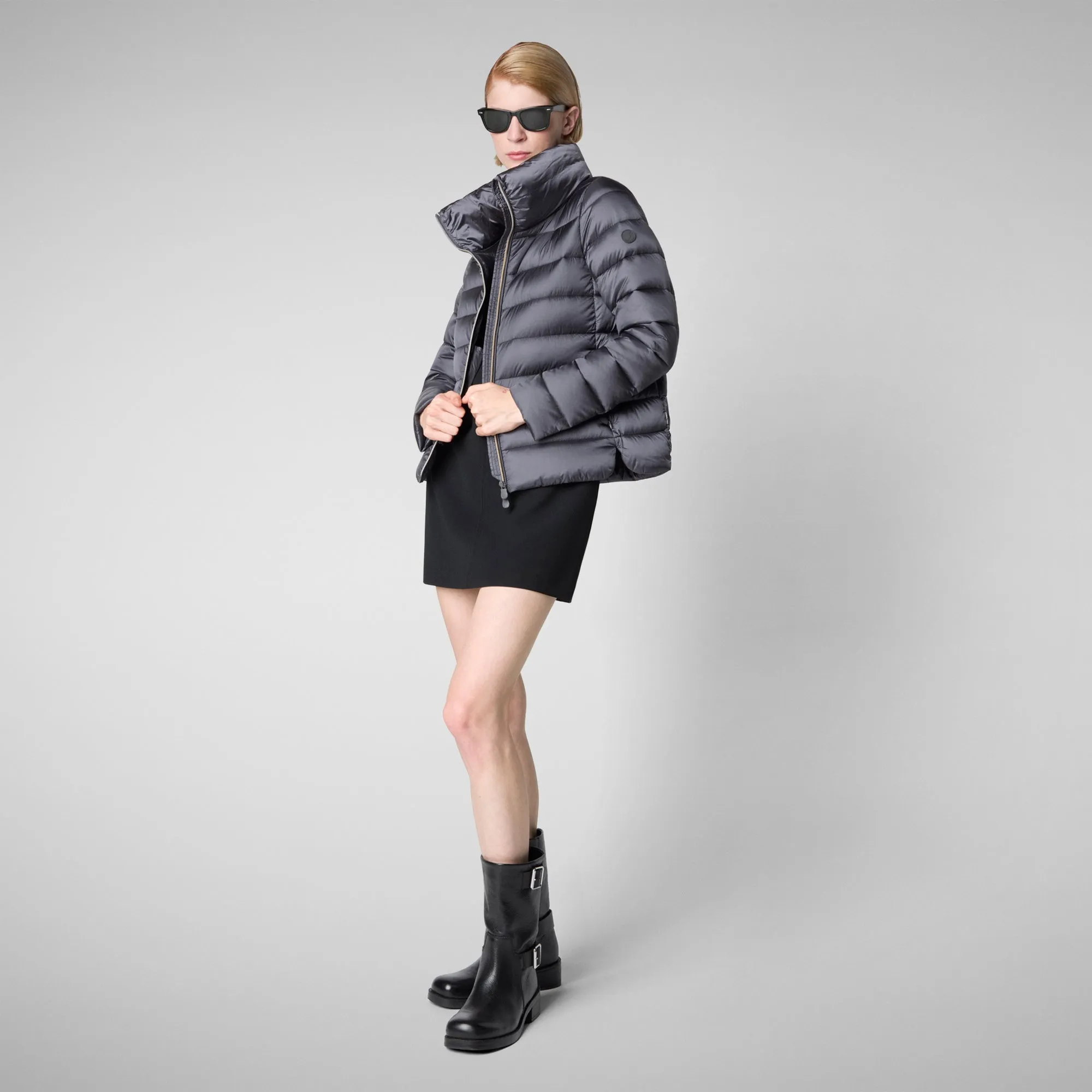 Women's Animal free Puffer Jacket Elsie in Ebony Grey