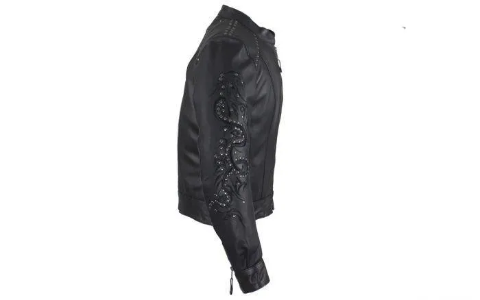 Women's Leather motorcycle Jacket , LJ7018-11-DL