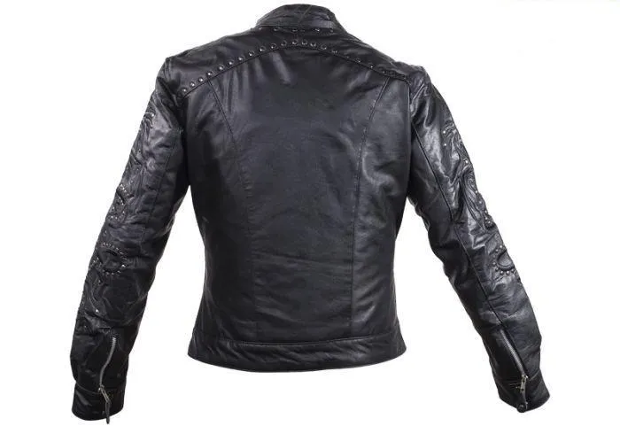 Women's Leather motorcycle Jacket , LJ7018-11-DL