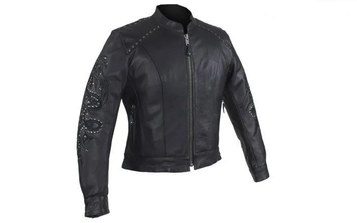 Women's Leather motorcycle Jacket , LJ7018-11-DL