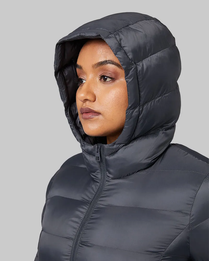 WOMEN'S LIGHTWEIGHT POLY-FILL PACKABLE HOODED JACKET