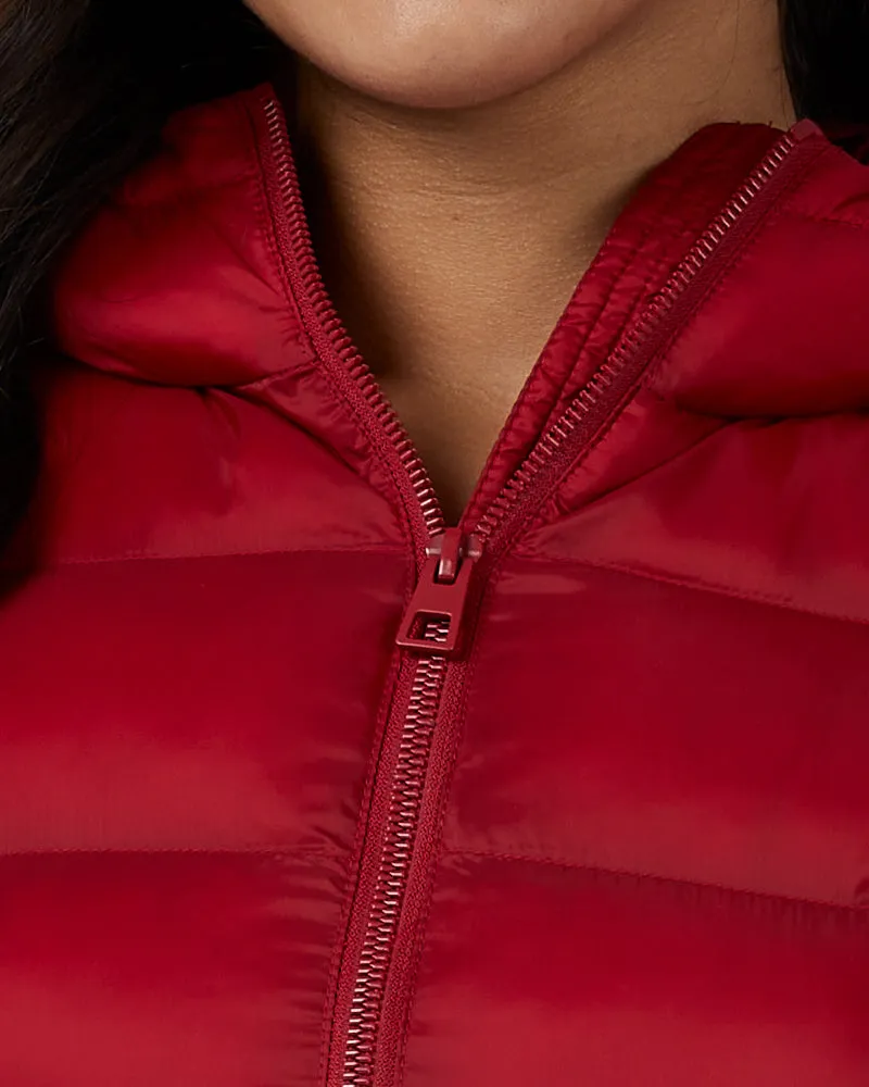 WOMEN'S LIGHTWEIGHT POLY-FILL PACKABLE HOODED JACKET