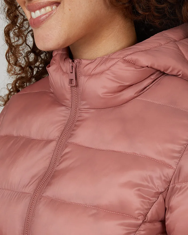 WOMEN'S LIGHTWEIGHT POLY-FILL PACKABLE HOODED JACKET