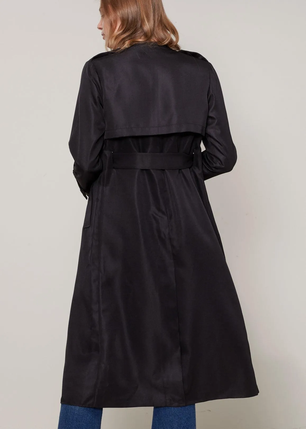 Women's Tie Waist Maxi Trench Coat